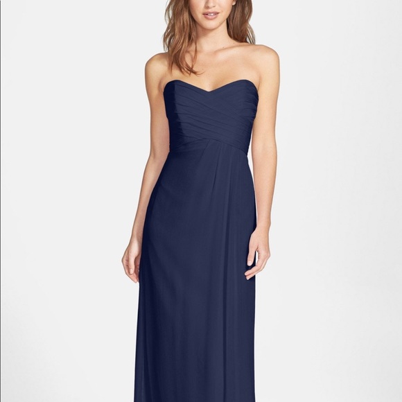 Amsale Silk Chiffon Strapless Dress - Picture 2 of 7